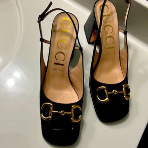 black gucci women high heel work pumps size 9.5